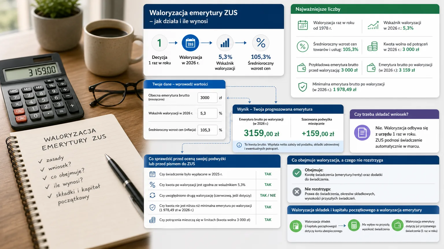 waloryzacja emerytury zus - wizualne wyjaśnienie najważniejszych decyzji