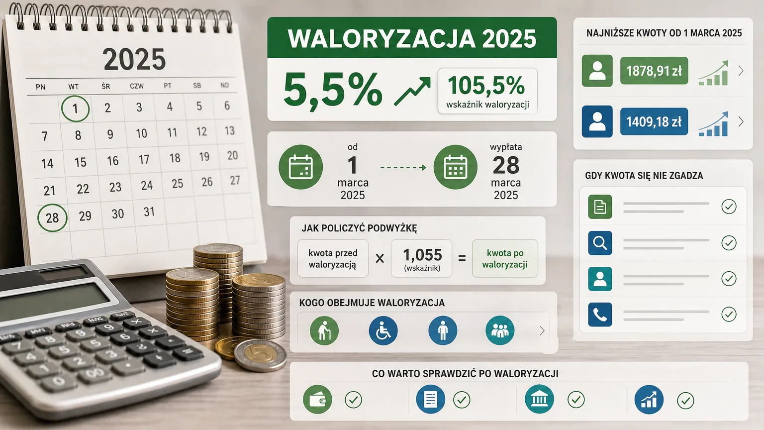 waloryzacja rent i emerytur 2025 - wizualne wyjaśnienie najważniejszych decyzji